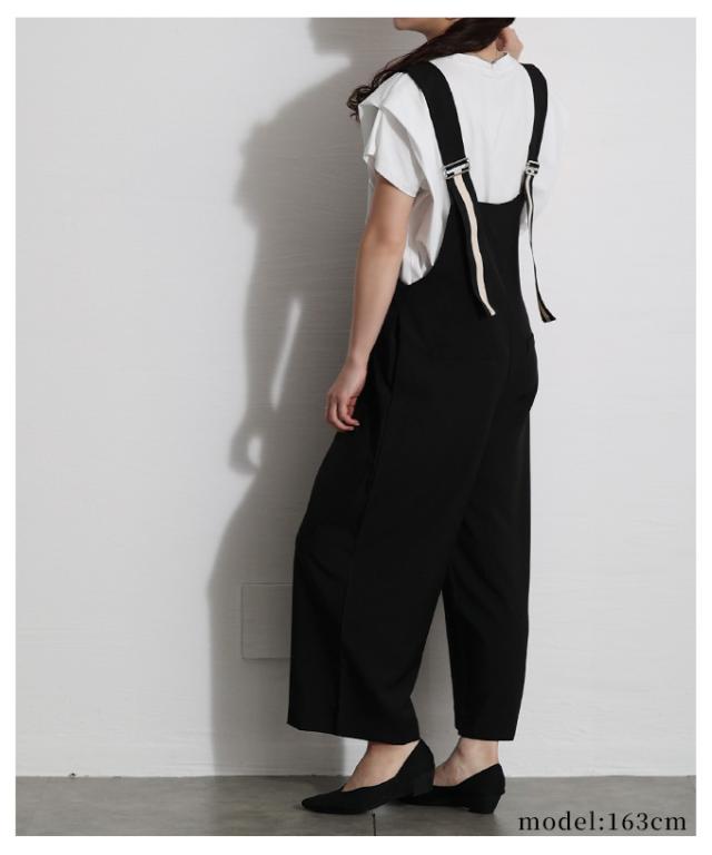 春新作 ハンサムに垢抜け大人の綺麗めサロペットパンツ レディース ファッション パンツ サロペット ワイド タック ロング 無地 重ね着 ファスナー ベルト 30代 40代 50代 60代 サワアラモード sawaalamode otona 大人 cawaii 可愛い 洋服 かわいい服 swmam-191808_4