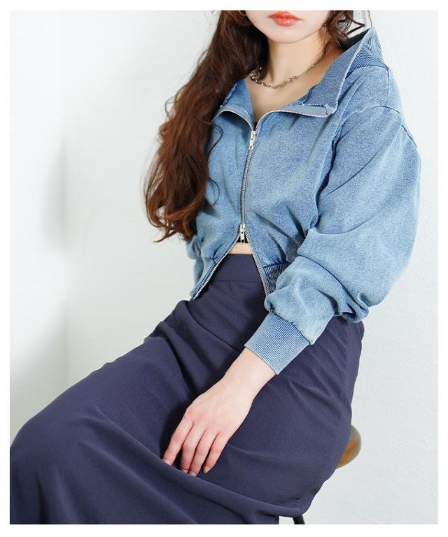 秋新作 ヒトクセでこなれるジップアップショートスウェット レディース