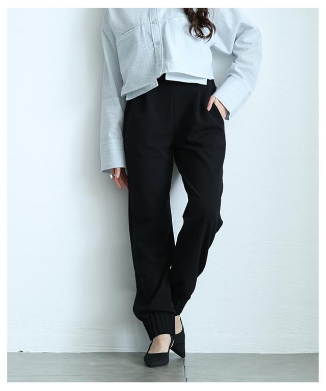 冬新作 ヒトクセに惚れる裾タックフリルジョーゼットパンツ レディース