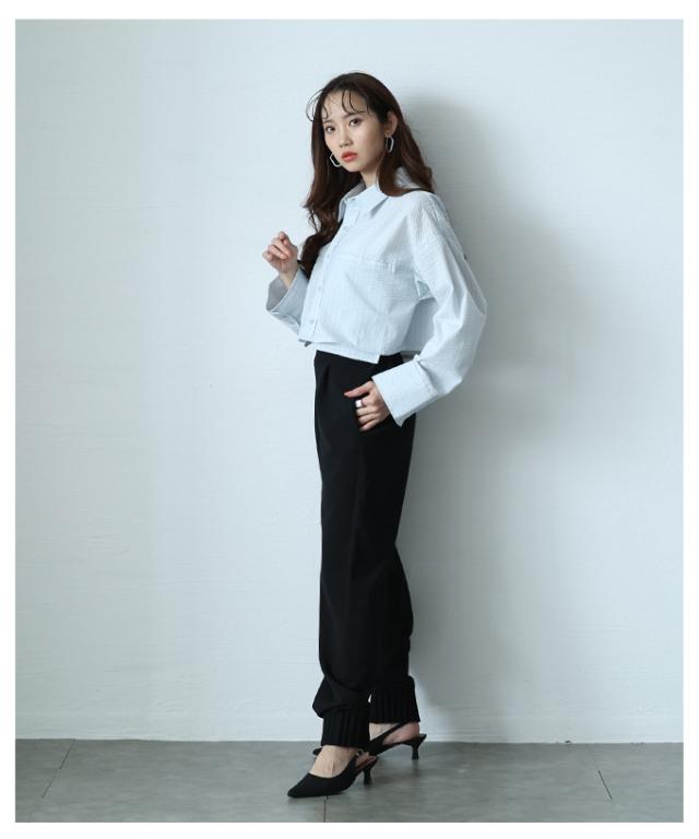 冬新作 ヒトクセに惚れる裾タックフリルジョーゼットパンツ レディース ファッション ボトムス パンツ ズボン 黒 ブラック 春服 大人可愛い 40代 レディースファッション 50代女性 ファッション 60代 ミセスファッション サワアラモード sawaalamode otona almam-176915 冬新作 ヒトクセに惚れる裾タックフリルジョーゼットパンツ レディース