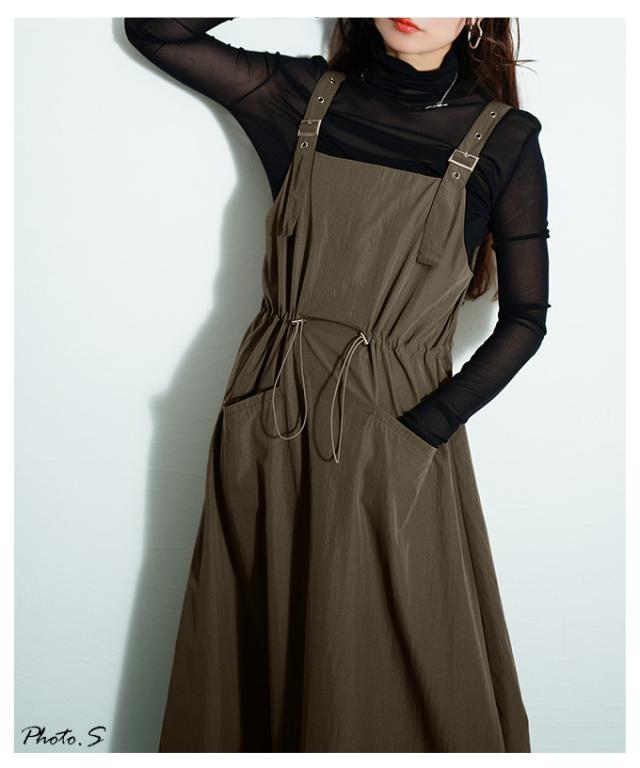 冬新作 着こなしで雰囲気変わるドロストジャンパースカート レディース