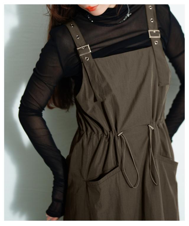 冬新作 着こなしで雰囲気変わるドロストジャンパースカート レディース ファッション ワンピース サロペット ジャンパースカート 重ね着 ドロスト ミモレ 黒 緑 30代 40代 50代 60代 サワアラモード sawaalamode otona 大人 cawaii 可愛い 洋服 かわいい服 sawa-9920 冬新作 着こなしで雰囲気変わるドロストジャンパースカート レディース