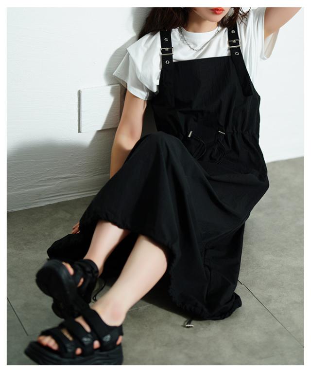 秋新作 着こなしで雰囲気変わるドロストジャンパースカート レディース