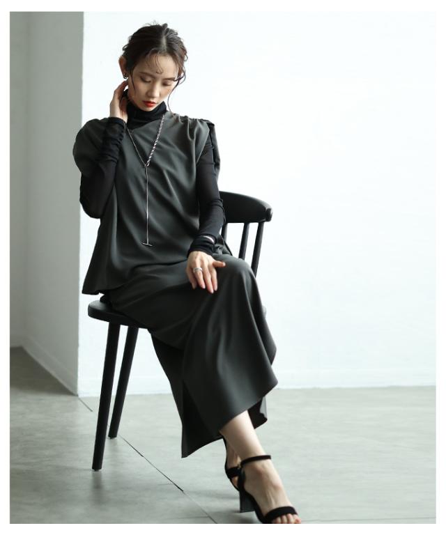 冬新作 大人の高見えサイドスリットストレートラインスカート