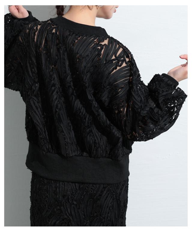 夏新作 立体ラインレースがリズムを加えるカーディガン レディース