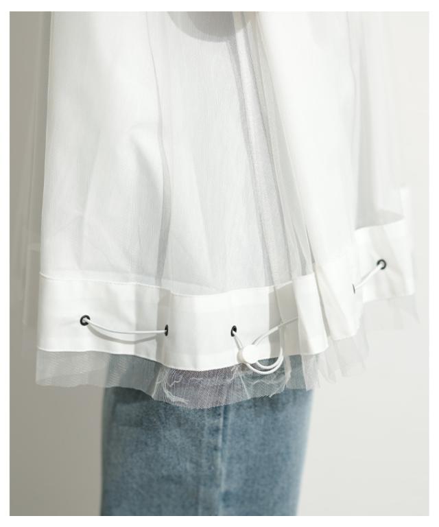 冬新作 モードな個性を彷彿させるチュールレイヤードフレアトップス