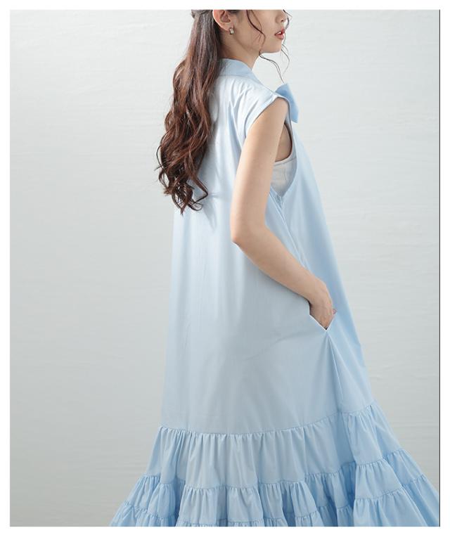 秋新作 上品スイートな仕上がりボウタイティアードワンピース