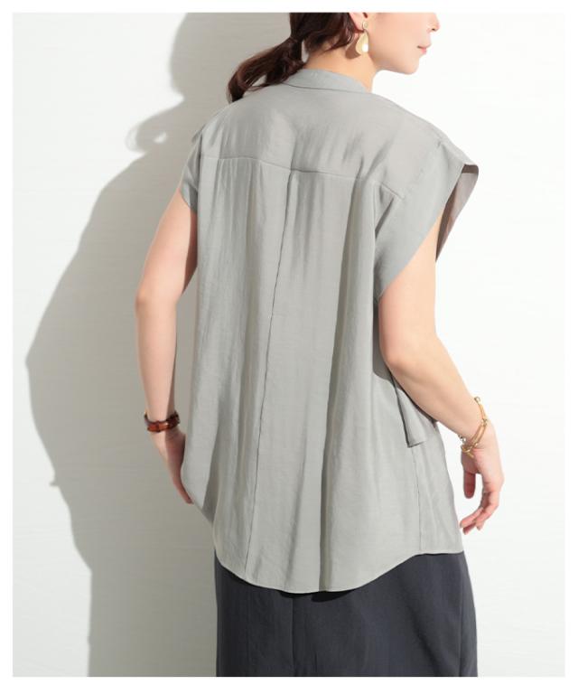 冬新作 ヒトクセで華やぐティアード風ノースリーブブラウス レディース