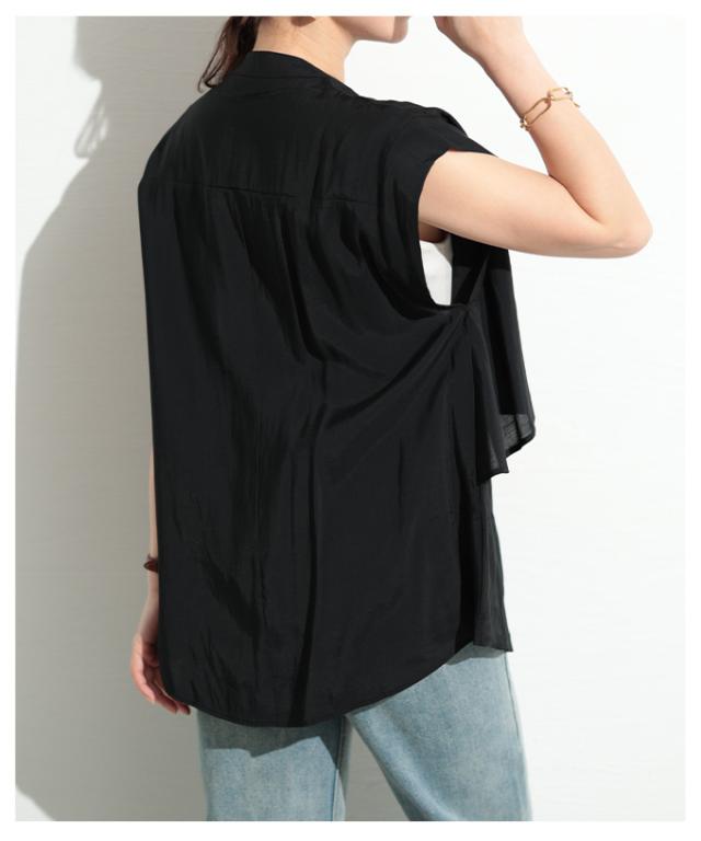 冬新作 ヒトクセで華やぐティアード風ノースリーブブラウス レディース
