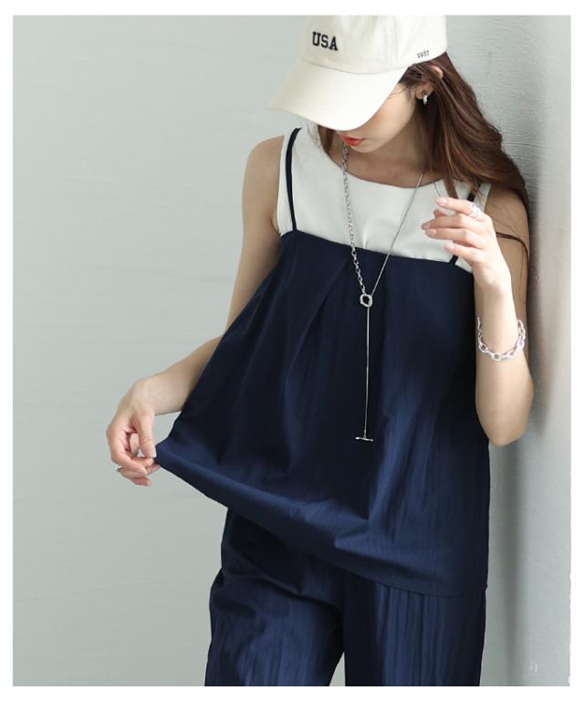 秋新作 自由自在に着こなしが楽しめるキャミソール＆ワイドパンツ2点