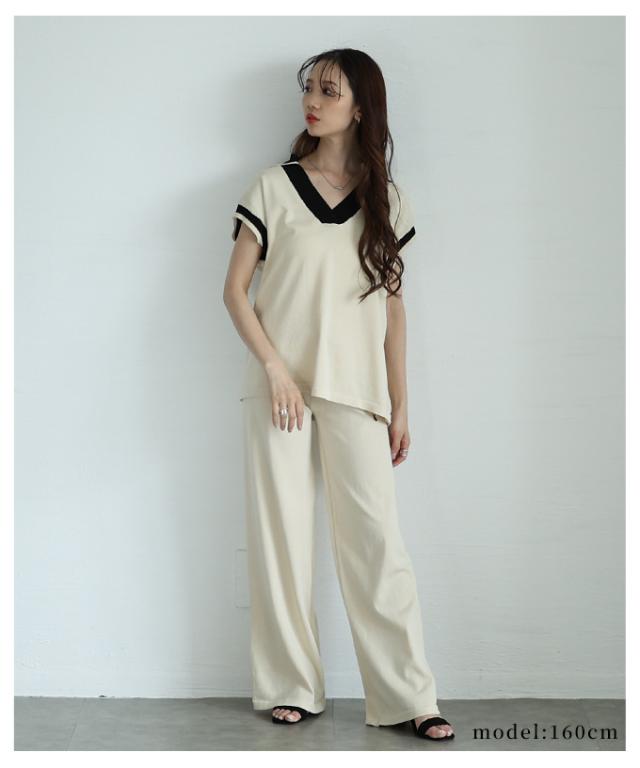 秋新作 ラフなのに高見えするバイカラー配色デザインのサマー