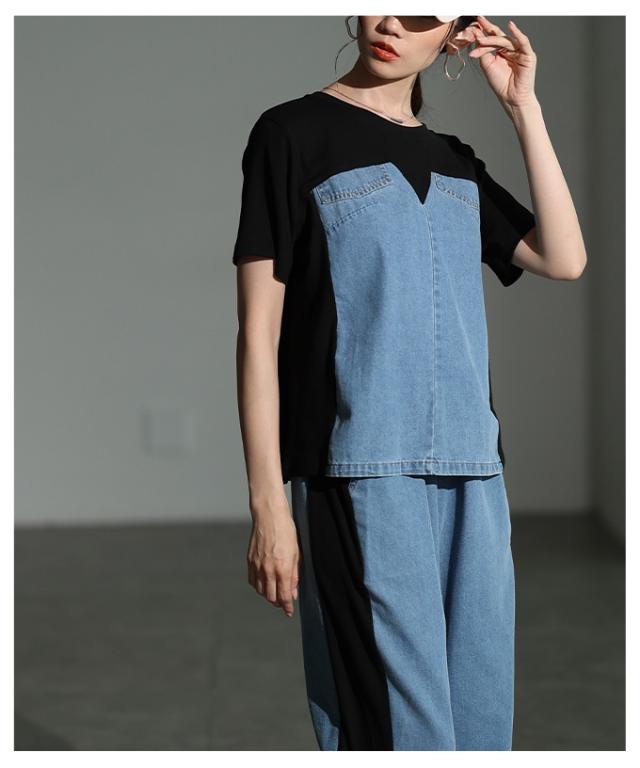 秋新作 ありきたりを打ち破るデニムドッキングサイドライン