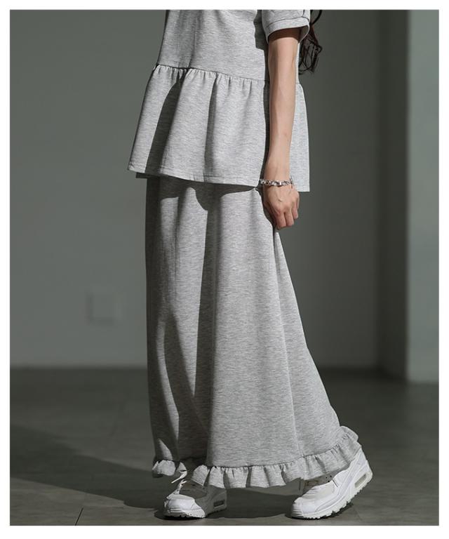 起毛長袖ポロシャツ　フリルスカート　サイズ0 グレー　秋冬　ペプラムスカート 起毛長袖ポロシャツ フリルスカート サイズ0 グレー 秋冬 ペプラム