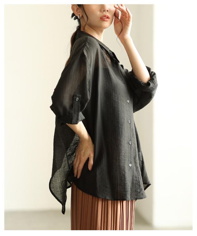 冬新作 後ろ姿で差をつけるバックシャンシャツトップス レディース ファッション トップス ブラウス シャツ ブラック 秋服 大人可愛い 20代 30代 40代 レディースファッション カジュアル 体型カバー おしゃれ きれいめ ママ サワアラモード sawaalamode aljun-1005s 冬新作 後ろ姿で差をつけるバックシャンシャツトップス レディース