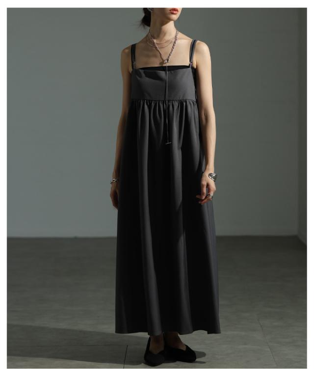 秋新作 美人シルエットを描くエンパイヤキャミソールワンピース