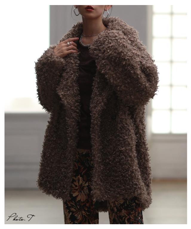 秋新作 リュクスな気分高まるプードルファーダブルミドルコート