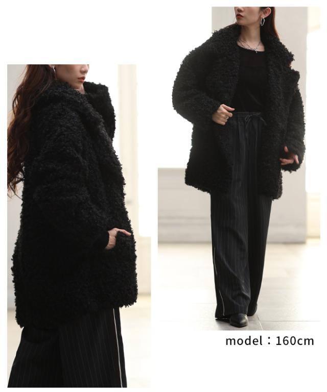 秋新作 リュクスな気分高まるプードルファーダブルミドルコート