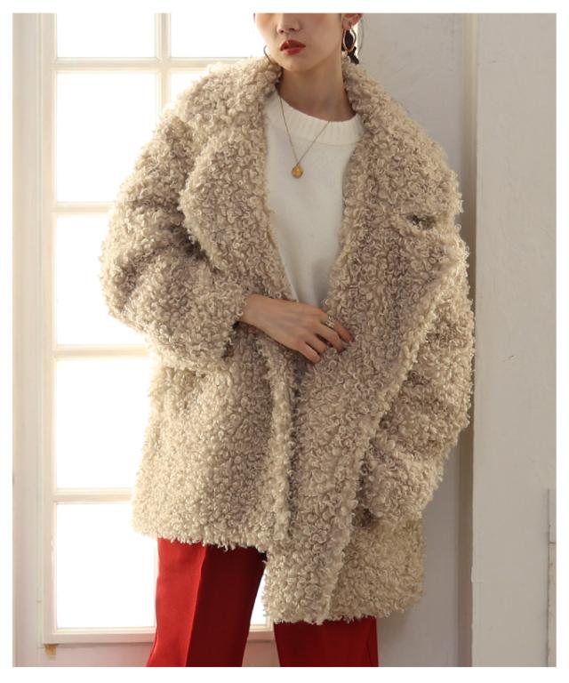 冬新作 リュクスな気分高まるプードルファーダブルミドルコート レディース ファッション アウター コート 羽織り ブラック 黒 秋服 大人可愛い 20代 30代 40代 レディースファッション カジュアル 体型カバー おしゃれ きれいめ ママ アラモード alamode aldt-316a3357 秋新作 リュクスな気分高まるプードルファーダブルミドルコート