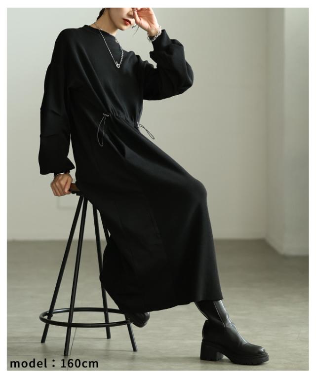 春新作 上品＆抜け感を演出する切替タックスリーブドロストワンピース レディース ファッション ワンピース ブラック 黒 長袖 秋服 大人可愛い 20代 30代 40代 レディースファッション カジュアル 体型カバー おしゃれ きれいめ ママ アラモード alamode alzmp-490492