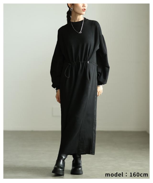 春新作 上品＆抜け感を演出する切替タックスリーブドロストワンピース レディース ファッション ワンピース ブラック 黒 長袖 秋服 大人可愛い 20代 30代 40代 レディースファッション カジュアル 体型カバー おしゃれ きれいめ ママ アラモード alamode alzmp-490492