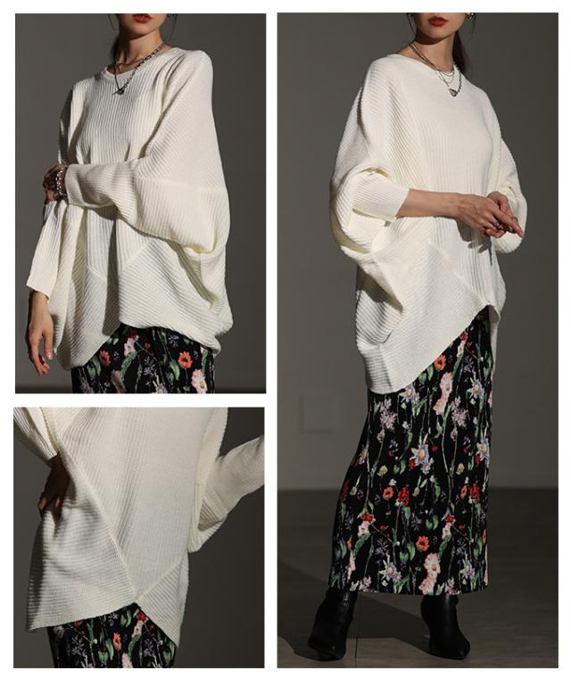 秋新作 ゆるっとこなれるドルマンニットトップス レディース