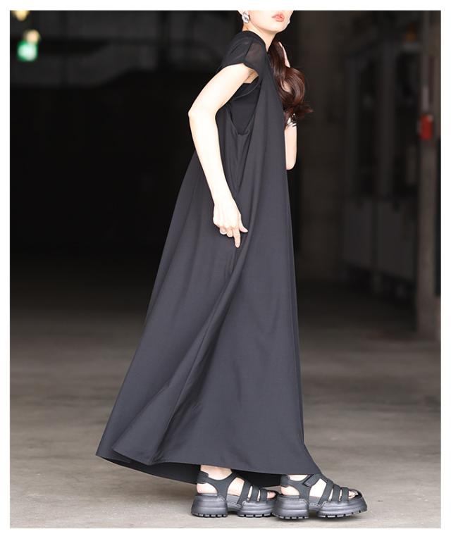 春新作 後ろ姿も抜かりないバックロゴ刺繍Vネックジャンパースカート レディース ファッション ワンピース ジャンパースカート Vネック ロング ロゴ 刺繍 Aライン 30代 40代 50代 60代 アラモード alamode otona 大人 cawaii 可愛い 洋服 かわいい服 almam-204514