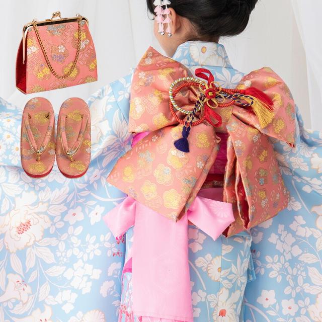 七五三7歳七歳フルセット祝着ピンク着物作り帯はこせこセット