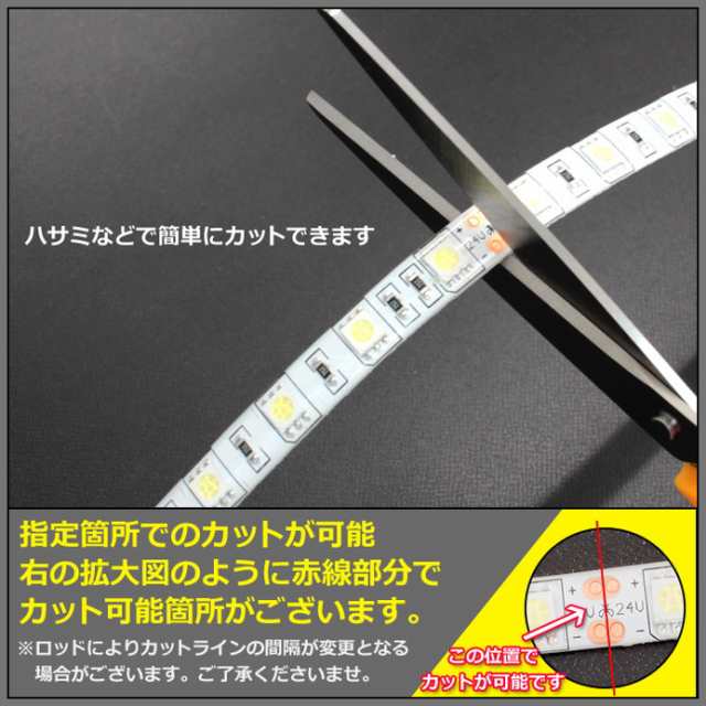[10cm×2本] 超安24V 防水 LEDテープライト 3チップ 10cm [白ベース | ケーブル12cm] ｜au PAY マーケット