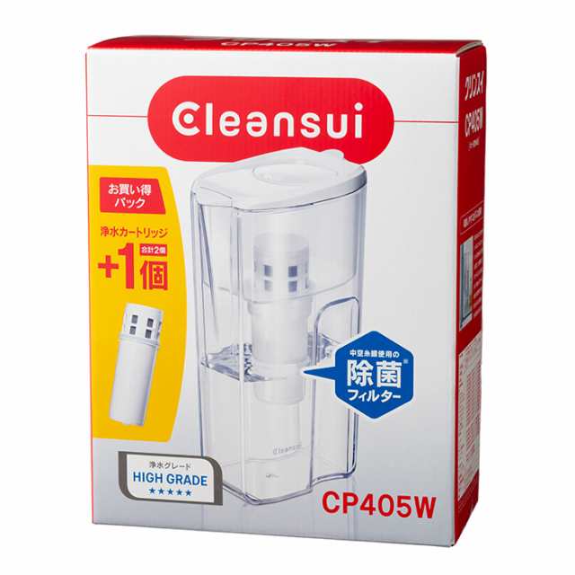 【再入荷】 浄水器 クリンスイ 浄水ポット CP405W カートリッジ2個付き (約6カ月分) 1.4リットル 三菱ケミカル ポット型 冷水ポット  新生｜au PAY マーケット