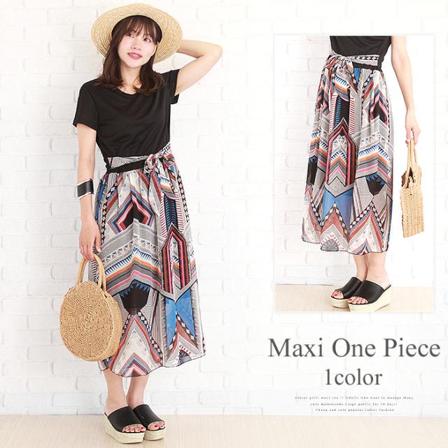 マキシワンピース ワンピース 柄 ボヘミアン エスニック Vl 1024 S S の通販はau Pay マーケット Amulet