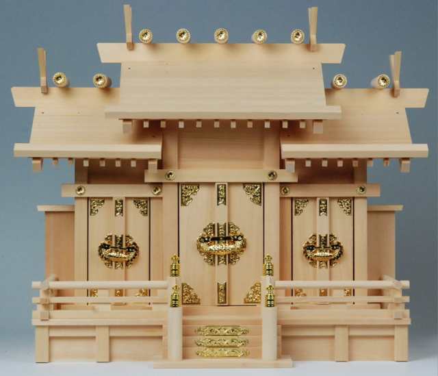 神棚 屋根違い三社 （小） [上級品] 尾州桧（木曽桧） 国産品 /ハセガワ仏壇 神具 モダン マン