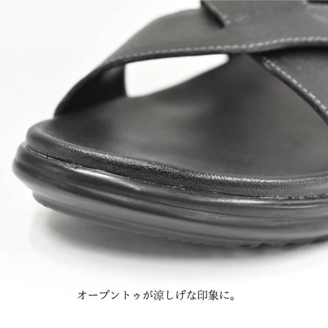 レザー サンダル メンズ オープントゥ マジックテープ 調節可能 レザー サンダル メンズ オープントゥ マジックテープ 調節可能