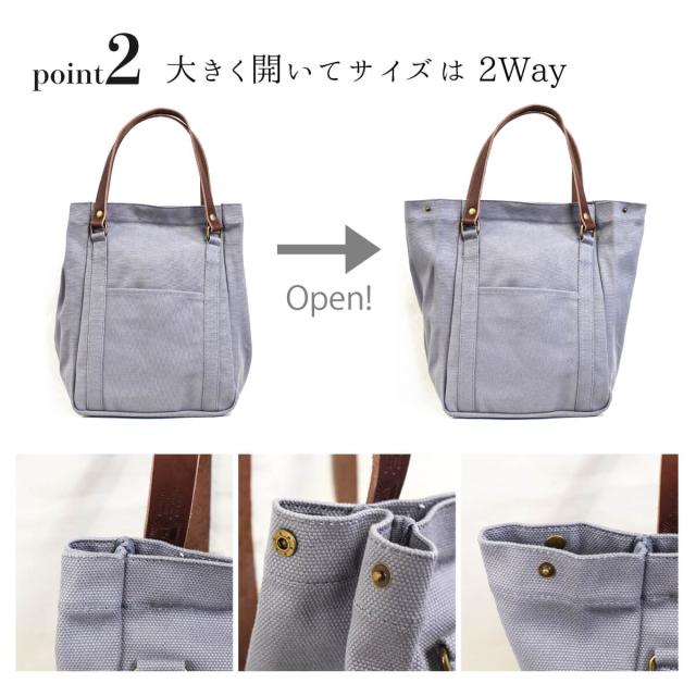 栃木レザー キャンバストートバッグ ファスナー付き MANO メンズ