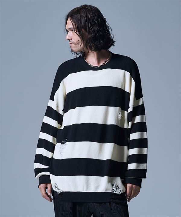 glamb グラム Damaged Border Knit ダメージボーダーニット 全国激安