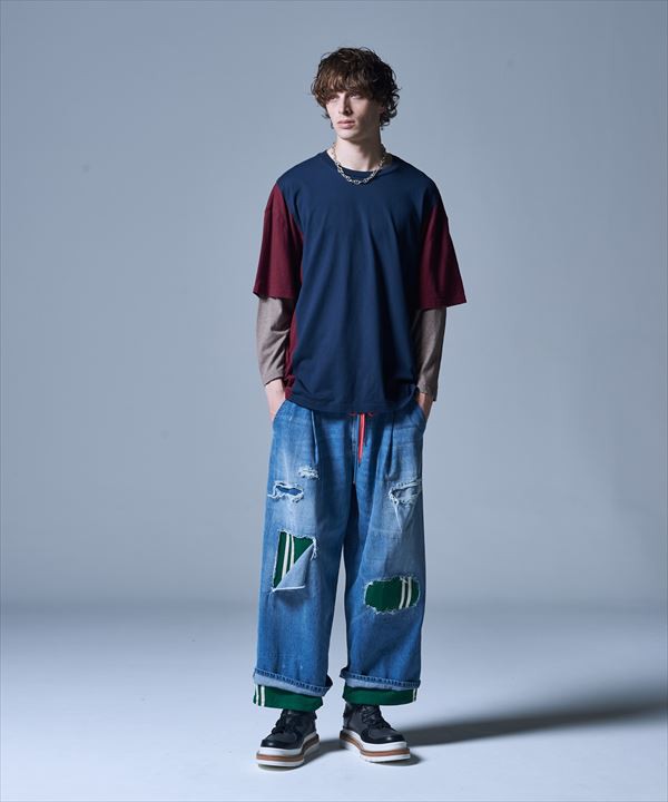 glamb グラム Jersey Layerd Denim ジャージレイヤードデニムの通販は