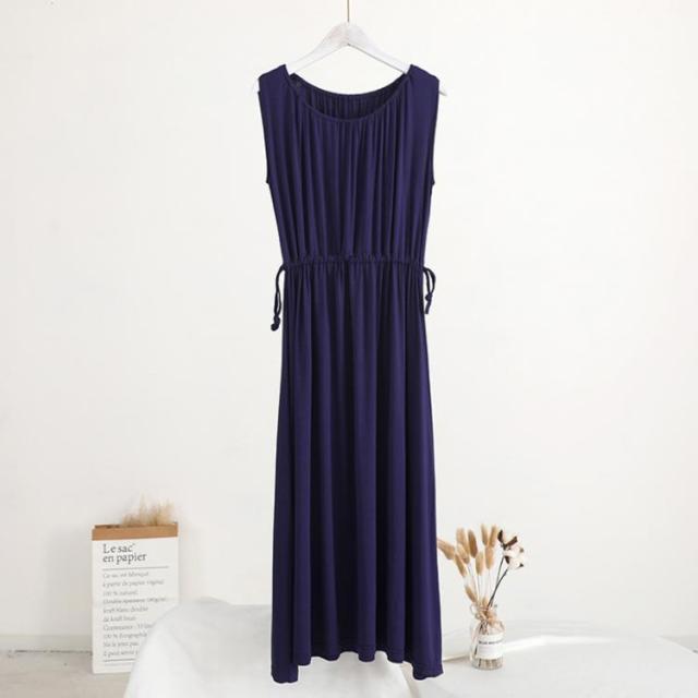 全3色 ウエストシャーリングワンピース 夏ワンピース ワンピース ノースリーブ 夏 モーダル素材 カジュアルワンピース 部屋着 の通販はau Pay マーケット Tkg