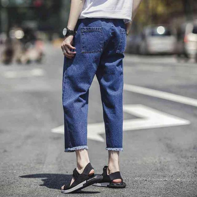 ガウチョパンツ メンズ デニムパンツ ストレートパンツ 裾カット ウエストゴム ジーンズ 切りっぱなしデニム ボトムス ズボン の通販はau Pay マーケット Tkg