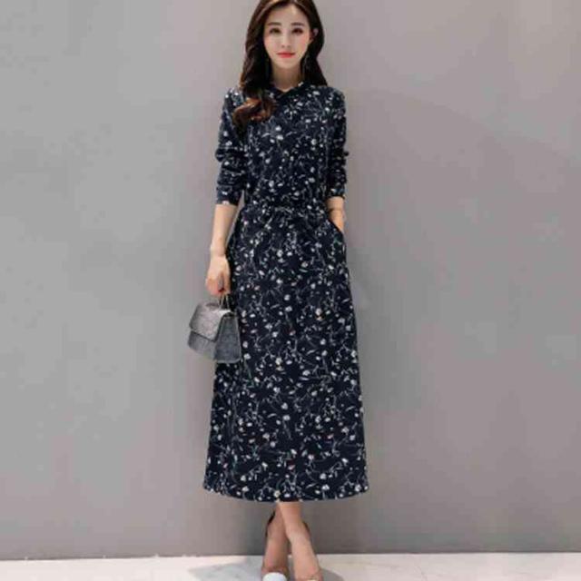 ワンピース Aライン レディース 長袖 ワンピース花柄 きれいめ コーデュロイワンピ マキシ丈ワンピース 着痩せ 春秋冬 の通販はau Pay マーケット Tkg