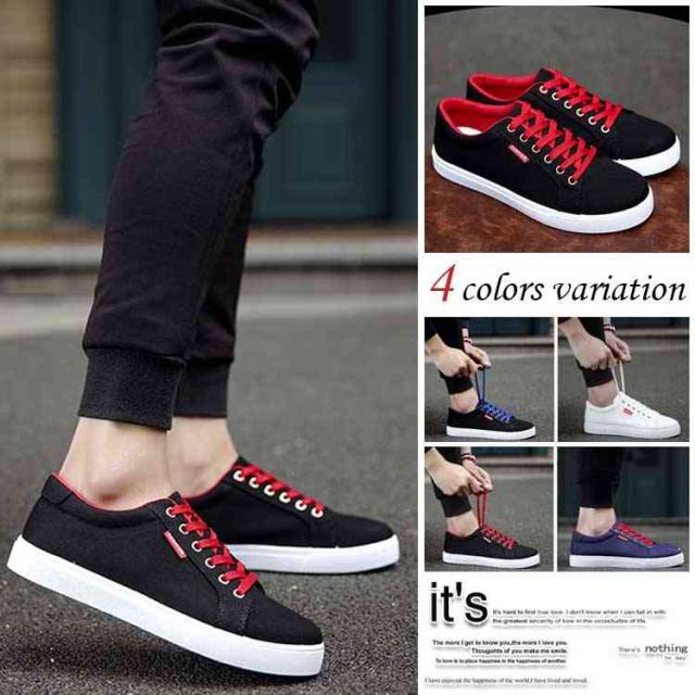 キャンバス スニーカー メンズ レースアップ シンプル スポーツ カジュアルシューズ ローカット 運動 男性用 靴 春秋 カッコの通販はau Pay マーケット Tkg