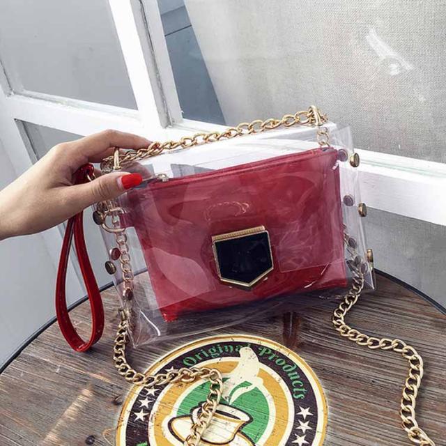 ポーチ付き クリアバッグ チェーンバッグ 透明バッグ 透明 かばん カバン 鞄 バッグインバッグ ミニバッグ 2点セット クリアの通販はau Pay マーケット Tkg