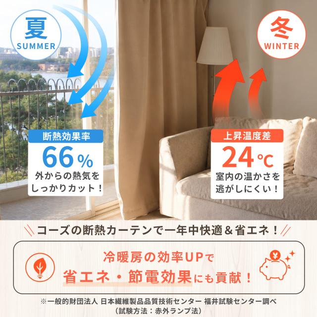 遮光・防音カーテン 5層構造コーズ 幅110cm×丈200cm 1枚 断熱 遮音 窓