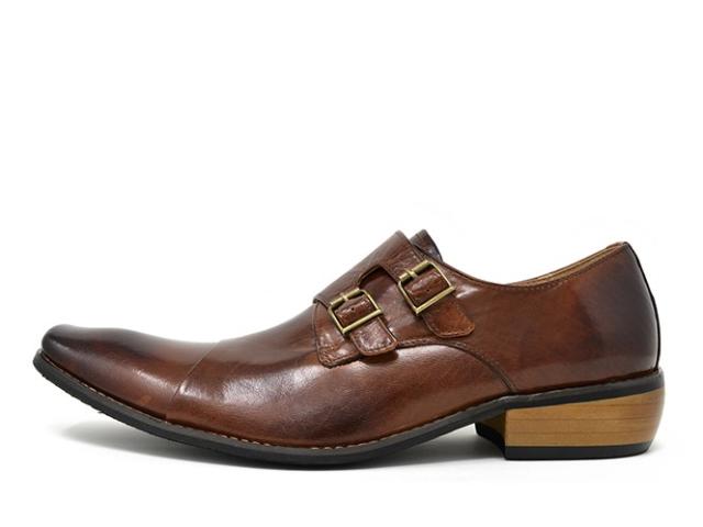 メンズ ビジネスシューズ ダブルモンク ストレートチップ 本革 革靴 茶色 カジュアルビジネスシューズ Bump N GRIND 春新作 ポイント消化 メンズ ビジネスシューズ ダブルモンク ストレートチップ 本革 革靴