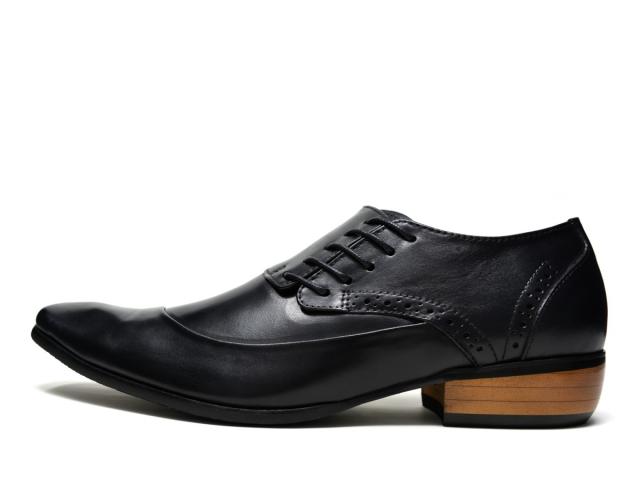 ビジネスシューズ サイドゴア メンズ 本革 革靴 黒 サイドシューレース