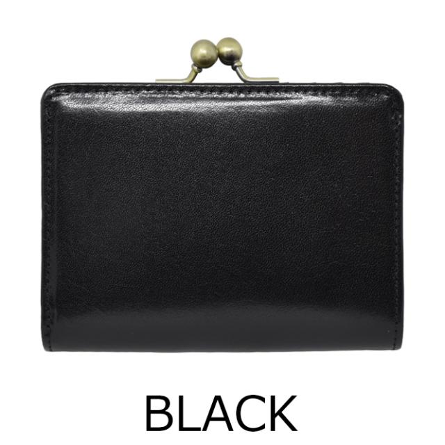 極美品　MARY QUANT ブラックレザーがま口財布 マリークワント MARY QUANT がま口 二つ折り財布 レザー 黒