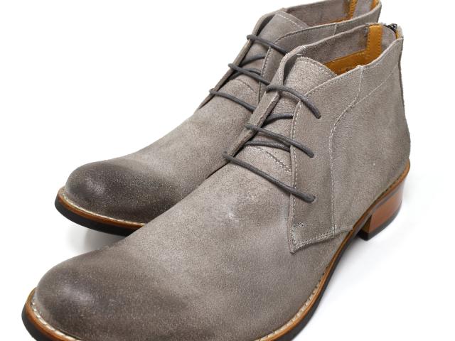 RAUDi チャッカブーツ メンズ 灰色 本革 スエード スウェード ラウディ 革靴 バックジップ カジュアルビジネスシューズ ポイント消化 RAUDi チャッカブーツ メンズ 灰色 本革 スエード スウェード ラウディ