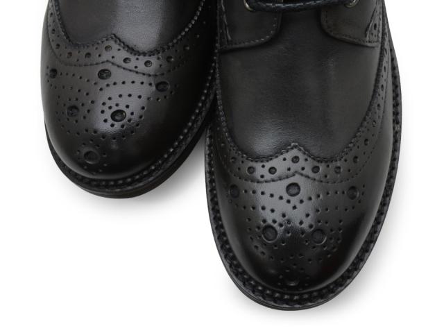 履くのも脱ぐのも楽ちんサイドファスナー RAUDi ウイングチップブーツ ラウンドトゥ メンズ フルブローグ 紐 黒 ブラック 本革 ポイント消化 履くのも脱ぐのも楽ちんサイドファスナー RAUDi ウイングチップブーツ