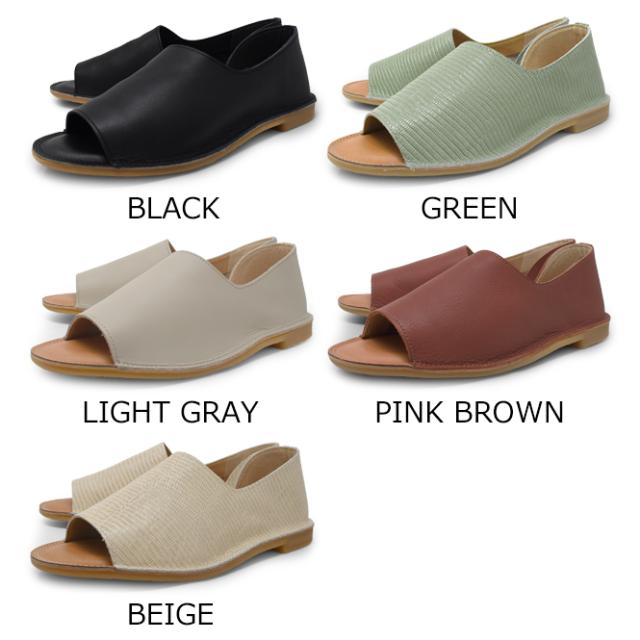 Recipe レシピ サンダル ローヒール オープントゥ 本革 2E 相当 痛く