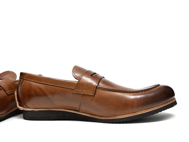 ローファー メンズ スリッポン 本革 革靴 レザー 茶色 紺色 スリー