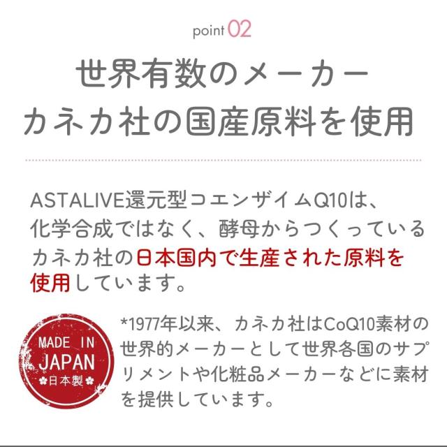【3個セット】ASTALIVE アスタライブ 還元型コエンザイムQ10 60粒 30日分 プレゼント 対応可 | カネカ社製 還元型 コエンザイムQ10 配合 コエンザイム q10 coq10 黒コショウエキス バイオペリン 大豆レシチン 国産 100mg サプリメント サプリ こえんざいむ ダイレクト_11