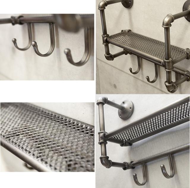 配管をモチーフインダストリアル ウォール シェルフ 試作品インダストリアル系インテリアの配管ウォールシェルフ ロング